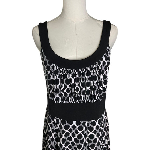 East 5th Womens Petite Medium PM Black White Dress Sleeveless Scoop Neck Waffle - Picture 10 of 12